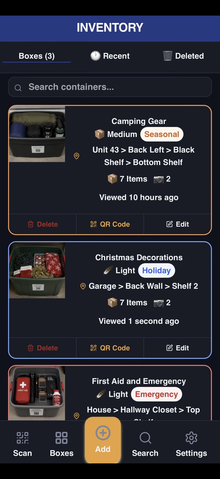 Boxy inventory screen showing organized storage containers